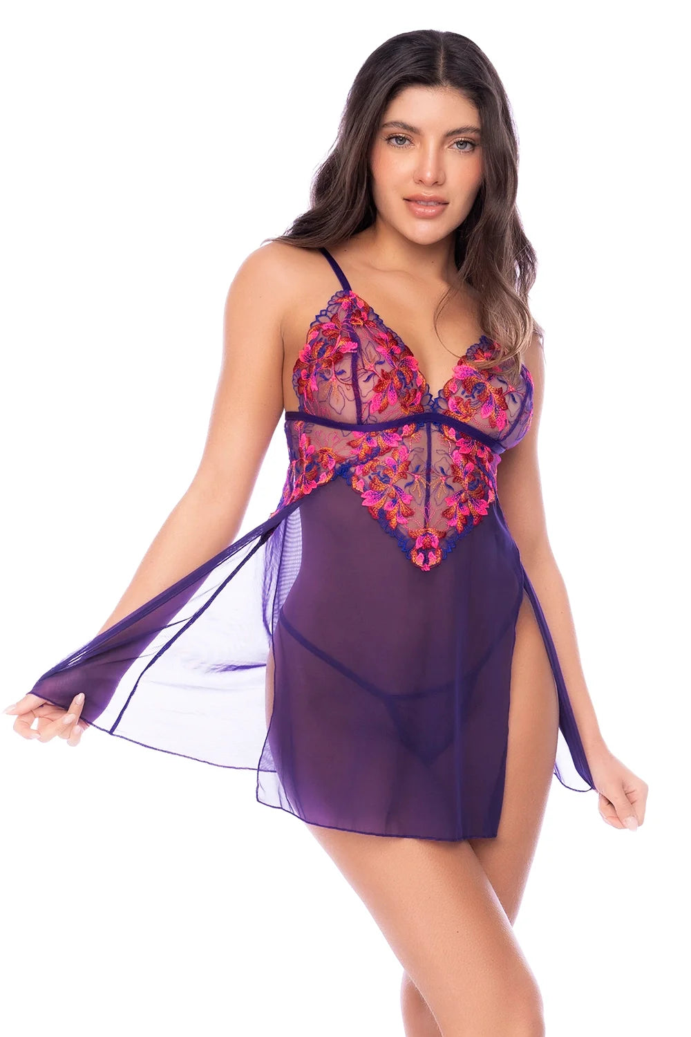 Mapale Orchid Obscura Sheer Babydoll &amp; String Set