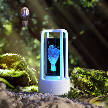 Creative 2 In 1 Audio Acrylic Crystal Lamp And Bluetooth Speaker Valentine&