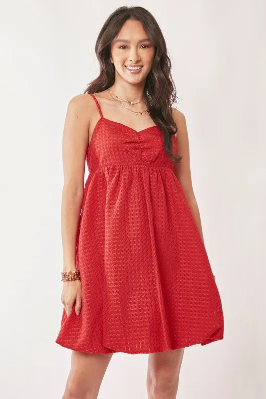 Davi &amp; Dani Textured Sweetheart Neckline Bubble Hem Dress