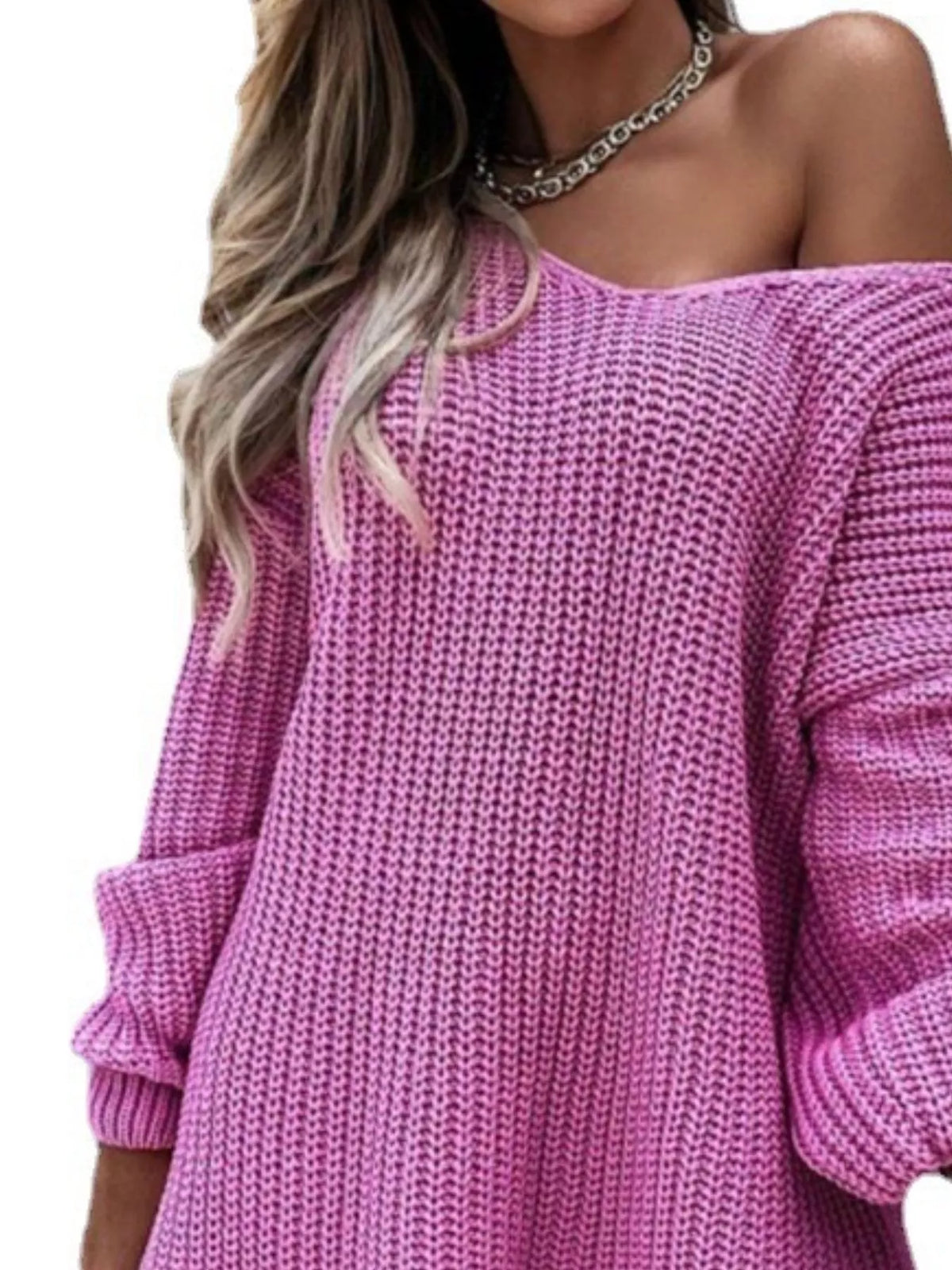 Slit Long Sleeve Sweater Dress