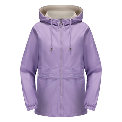 New Hooded Solid Color Trench Coat For Women