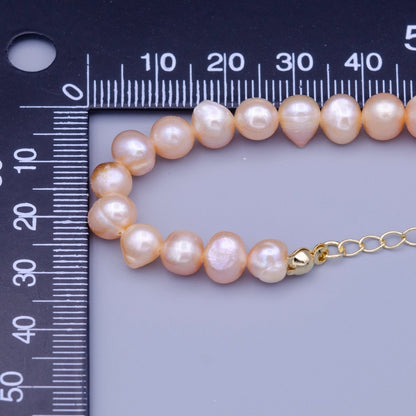 OS 7.6mm Round Nugget Pink Freshwater Pearl 14 Inch Choker Necklace | WA-1463 Clearance Pricing