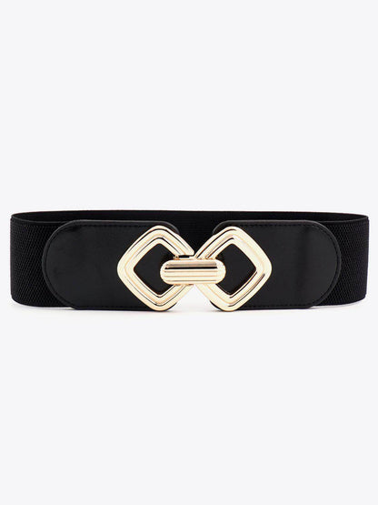 Geometric Buckle Elastic Wide Belt for Stylish Comfort