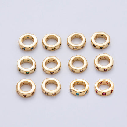 18K Gold Filled 11mm Personalized Birthstone CZ Rondelle Spacer Bead | Beads-00125 ~ Beads-00136