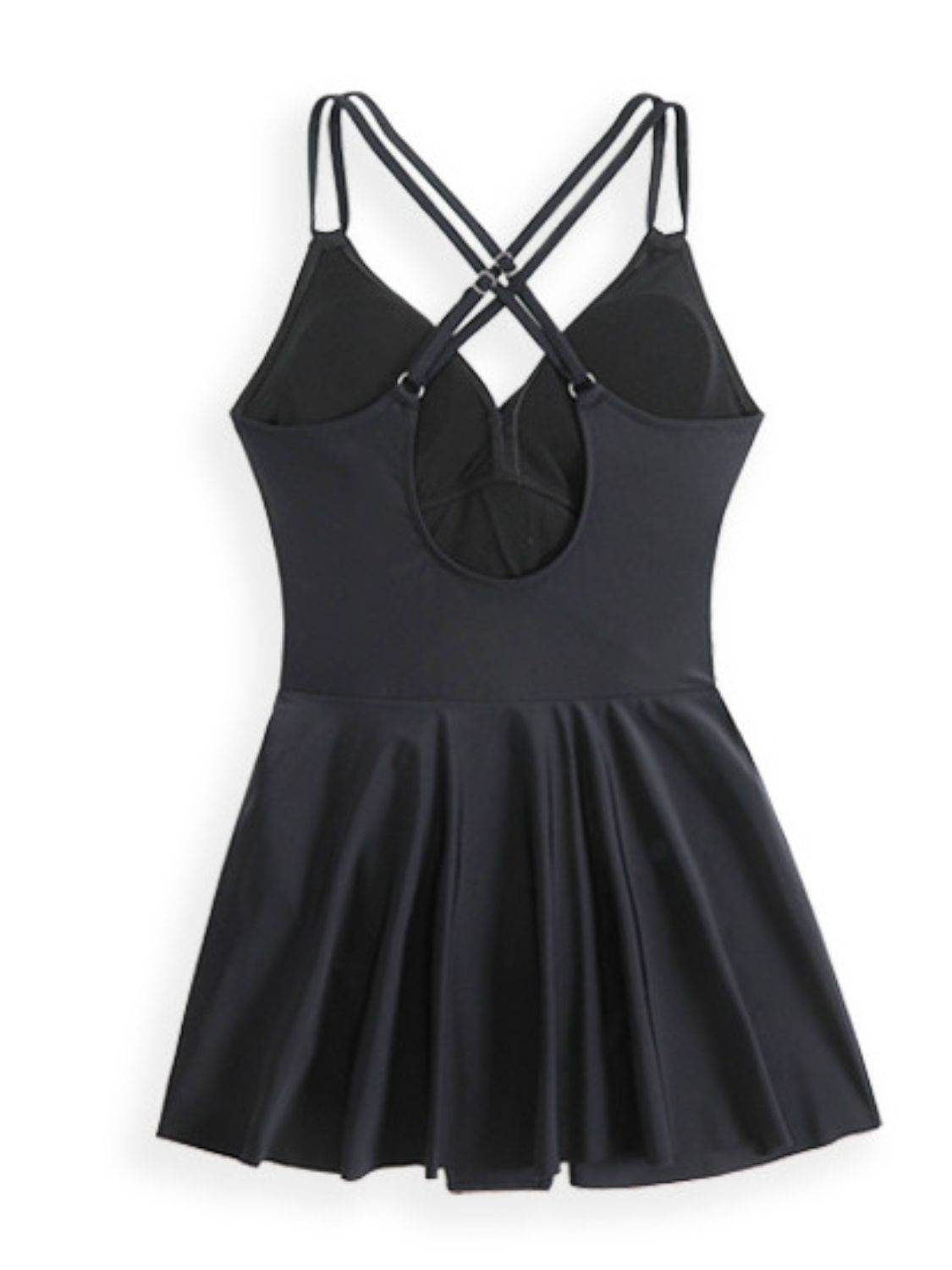 Twisted Front Crisscross Double Spaghetti Strap One-Piece Swimwear