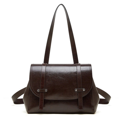 Large-capacity Womens Cowhide Leather Backpack With An Oil-wax Finish