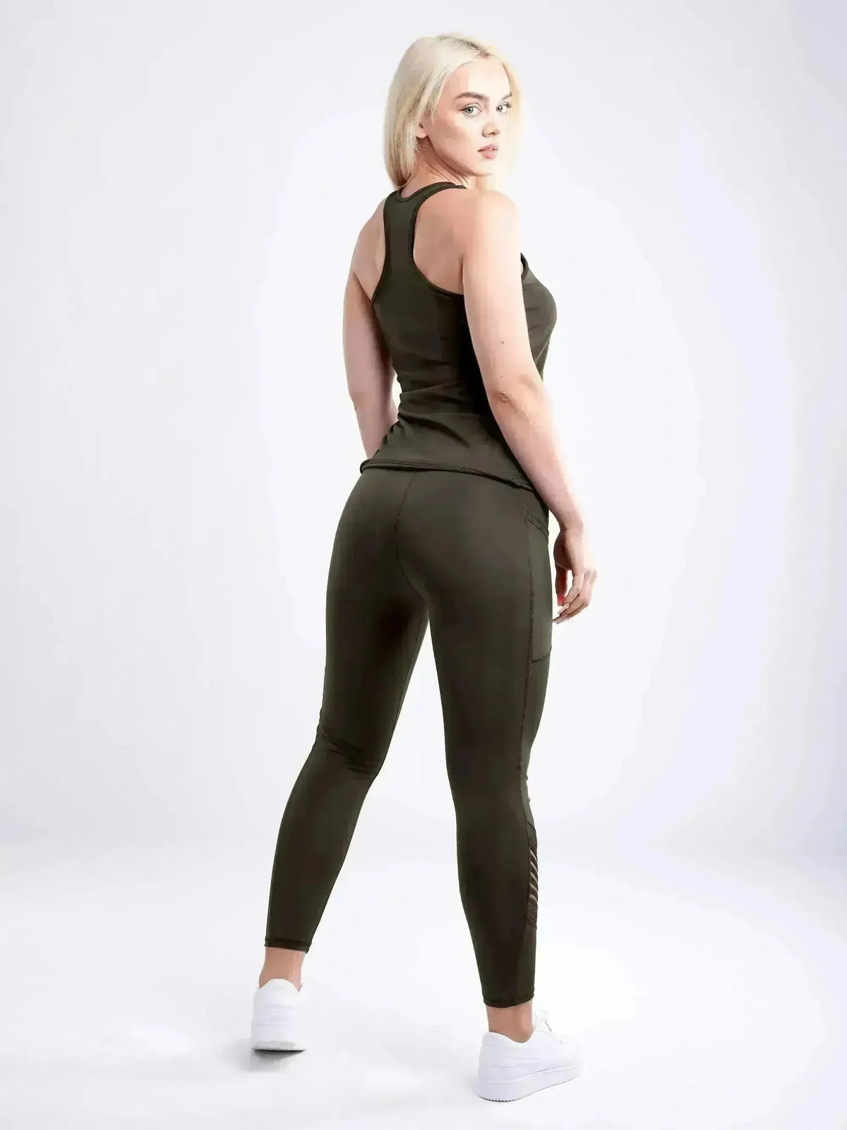 High-Waisted Pilates Leggings with Side Pockets &amp; Mesh Panels
