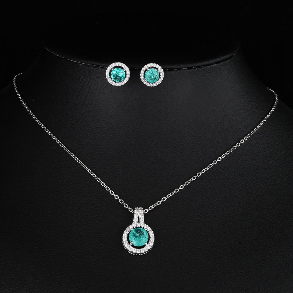 Two-piece Zircon Disc Necklace Set