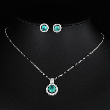 Two-piece Zircon Disc Necklace Set
