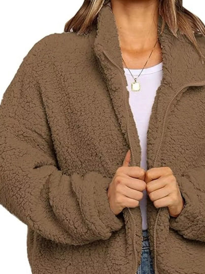 Full Size Cozy Fleece Zip Up Jacket Plus Size