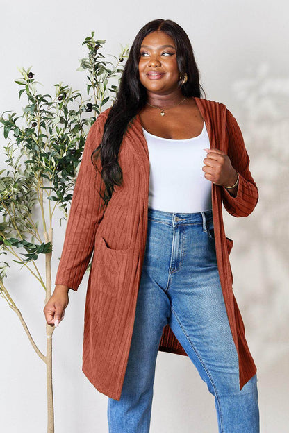 Basic Bae Full Size Hooded Sweater Cardigan for Women