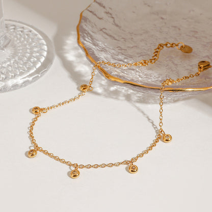 Stainless Steel All-match Zircon Anklet
