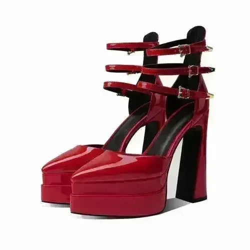 Pointed Toe High Heel Hollow Sandals - 14.5cm Platform Pumps | Femstylo