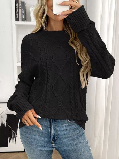 Cable Knit Round Neck Sweater