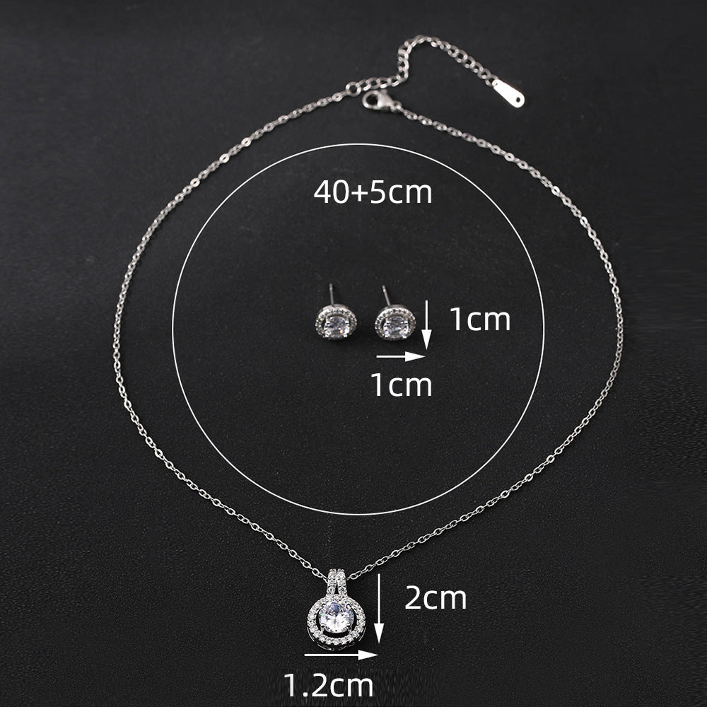Two-piece Zircon Disc Necklace Set