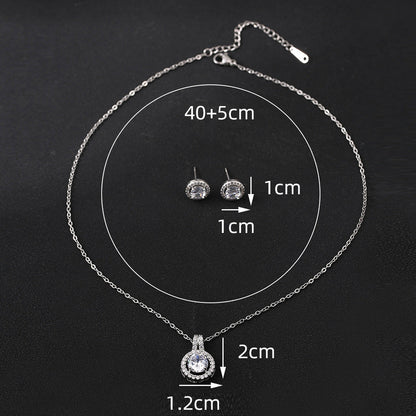 Two-piece Zircon Disc Necklace Set