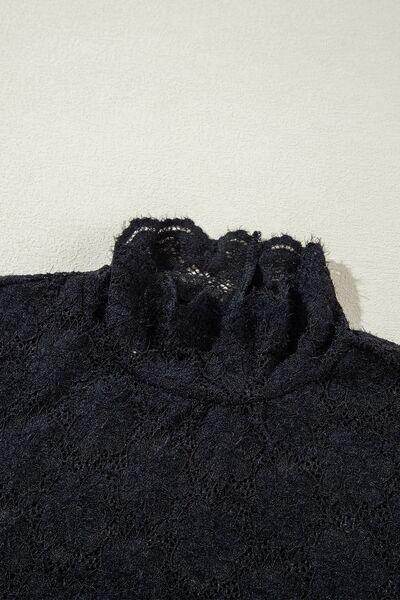 Lace Mock Neck Long Sleeve Blouse for Effortless Style
