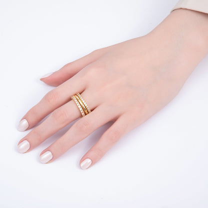 16K Gold Filled Micro Paved CZ Triple Interlock Ring | RINGS-00061