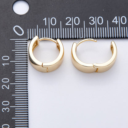 14K Gold Filled 15mm Minimalist Plain Wide Huggie Earrings | Earrings-00181