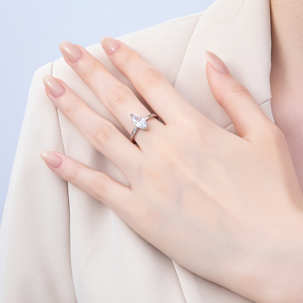 16K Gold Filled Clear CZ Marquise Solitaire Ring in Gold &amp; Silver | Rings-00120