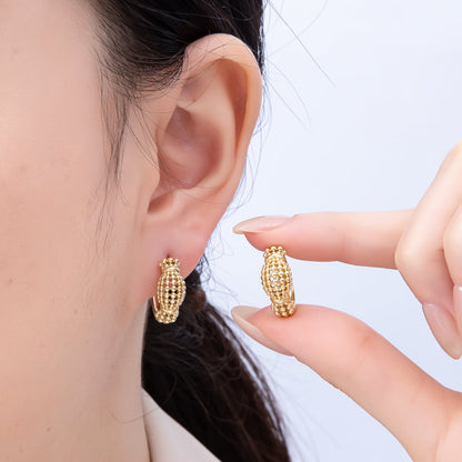 14K Gold Filled 20mm Round Bubble Beaded Huggie Hoop Earrings | Earrings-00356