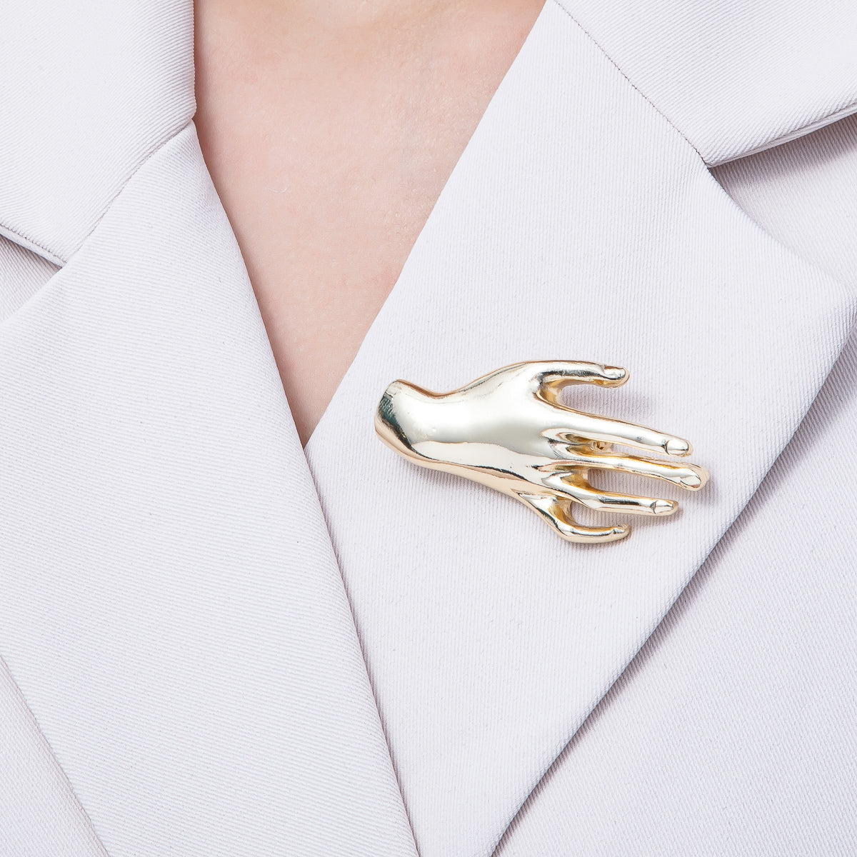 Gold 55mm x 28mm Minimalist Hand Pin Brooch | BH-075