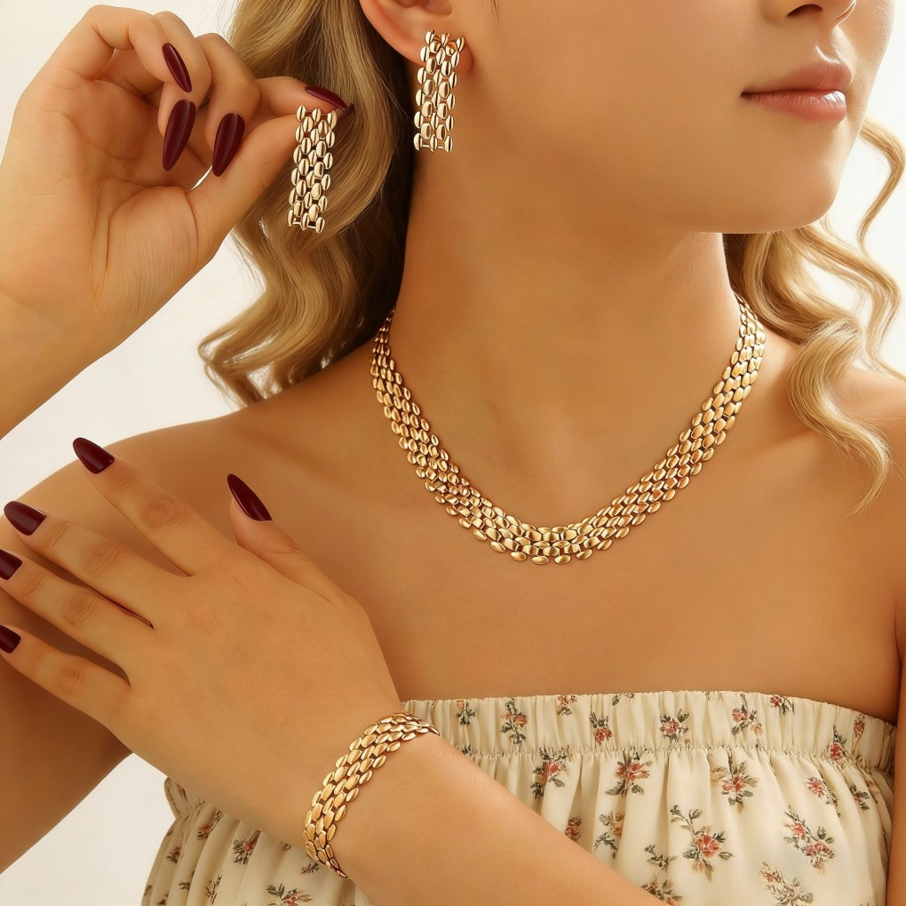 Y-Shaped Layered Necklace &amp; Bracelet Set