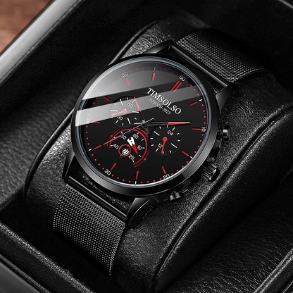 New Fashion Luminous Mens Watches Luxury Sport Quartz Mesh Strap Elegant  Waterproof Wristwatch For Men