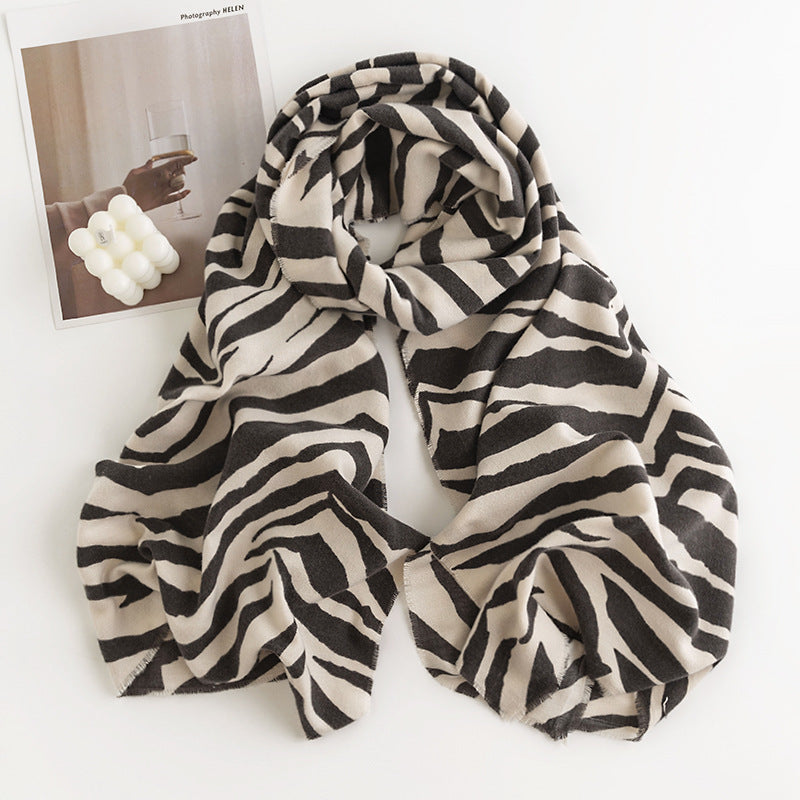 Leopard Print Artificial Cashmere Scarf Women&