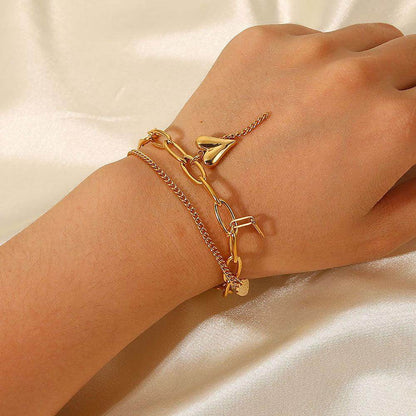 Stainless Steel Double Layered Charm Bracelet for Women