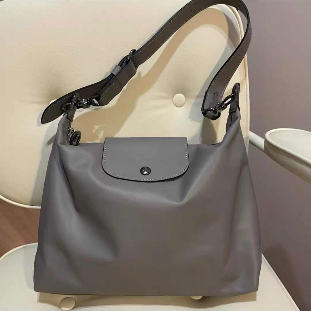Hobo shoulder bag, boho grey women&