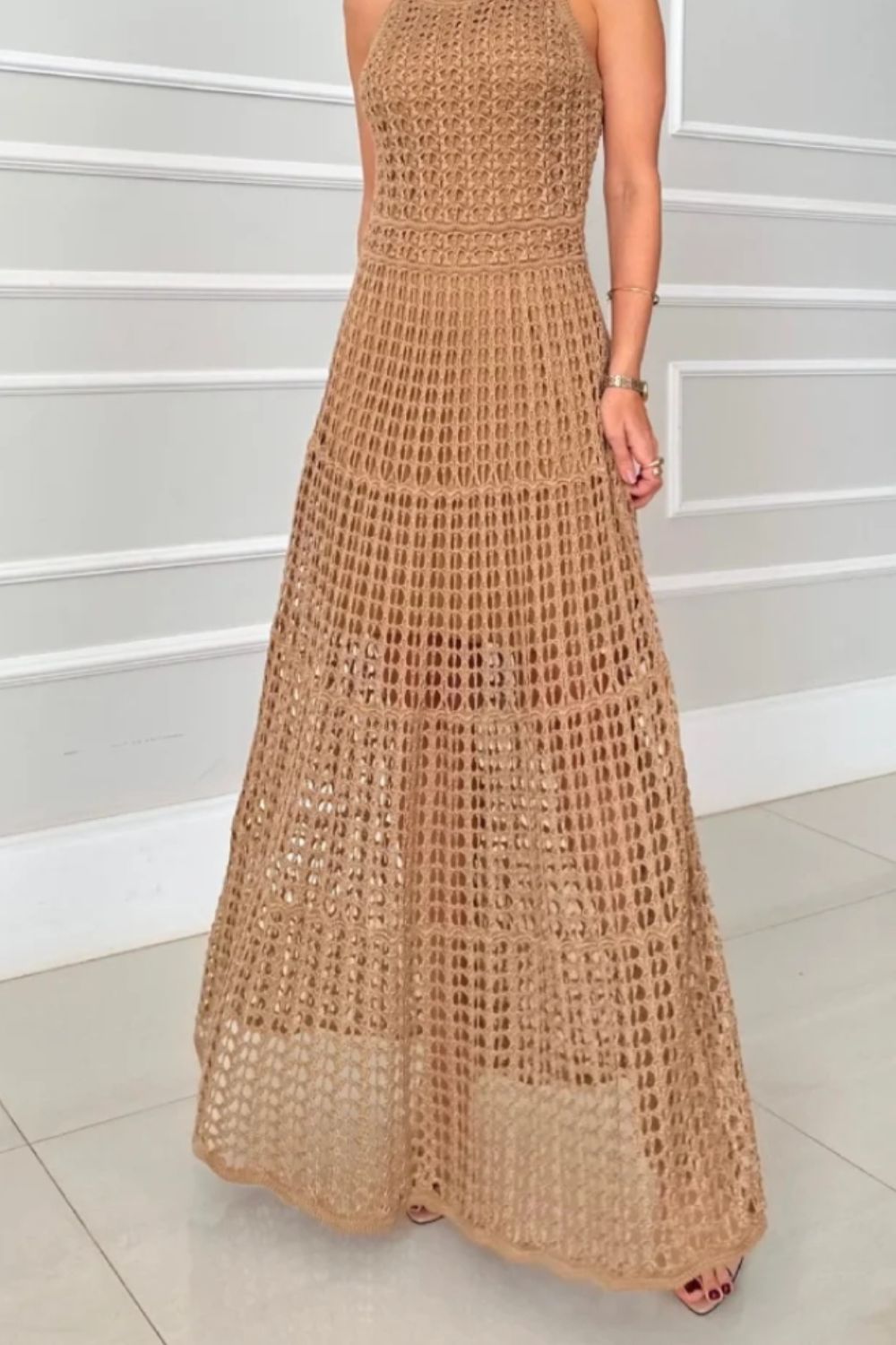 Long Sleeveless Cutout Maxi Dress Chic &amp; Flowy Summer Style Comfortable Dress For Summer