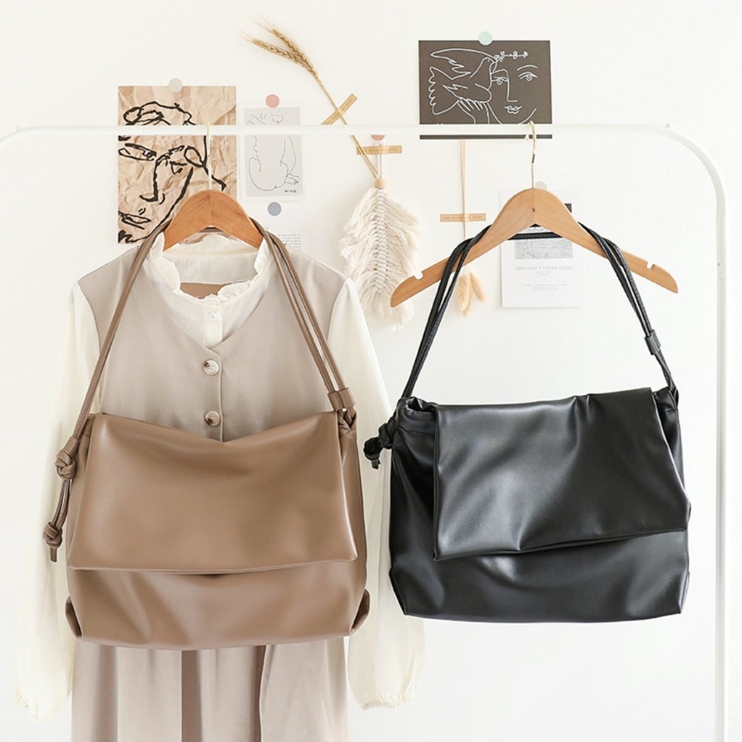 Casual One-Shoulder Messenger Bag – Retro-Textured Soft Leather Underarm Women&