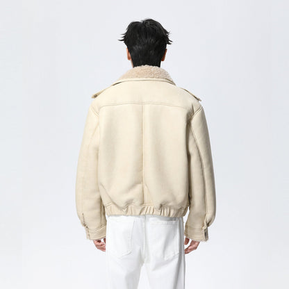 Turn-down Collar Fur-lined Thickened Warm Jacket Coat