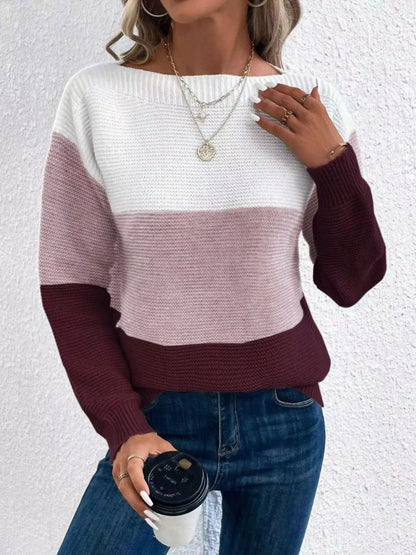 Color Block Long Sleeve Sweater