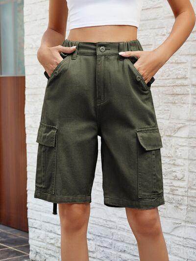 High Waist Denim Shorts with Pockets for Women