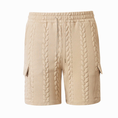 Mens Drawstring Jacquard Casual Shorts