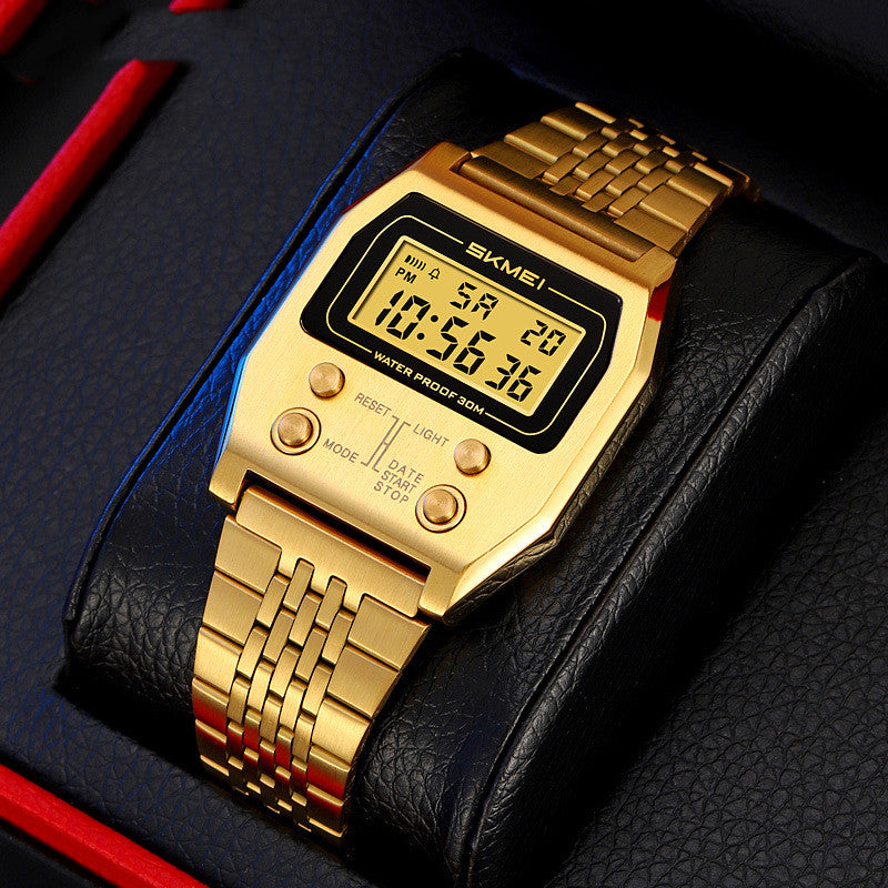 Retro Digital Minimalist Trendy Waterproof Mens Watch Multi-function Digital Watch For Men
