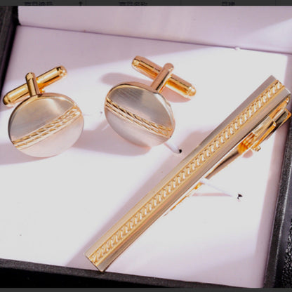 Mens Formal Business Cufflinks And Tie Clip Set