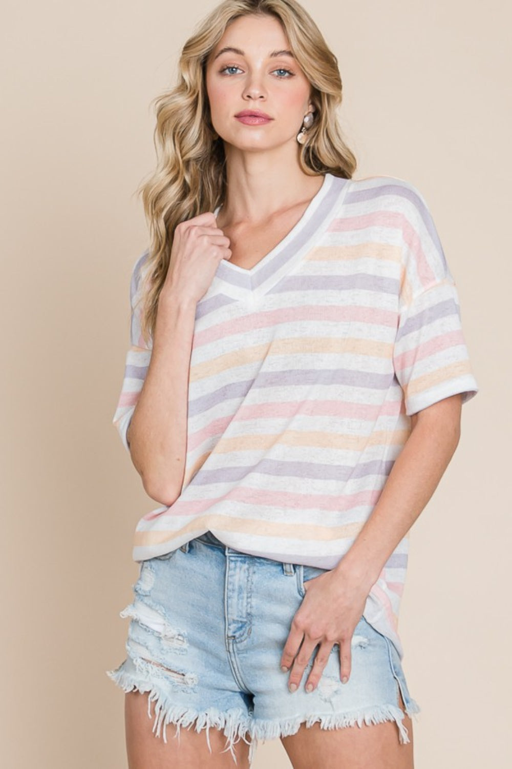 Comfy Striped V-Neck Tee