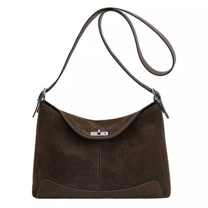 Suede Crossbody Bag with Adjustable Strap