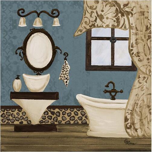 Modern Retro Bathroom Canvas Painting Mural Poster Wall