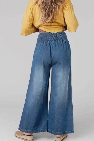 Smocked Wide Leg Jeans for Effortless Style and Comfort