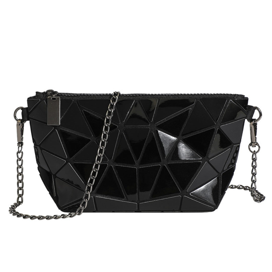 Geometric mini diamond crossbody bag, luminous laser shoulder Crossbody bag, chain bag small, fashionable versatile small purse