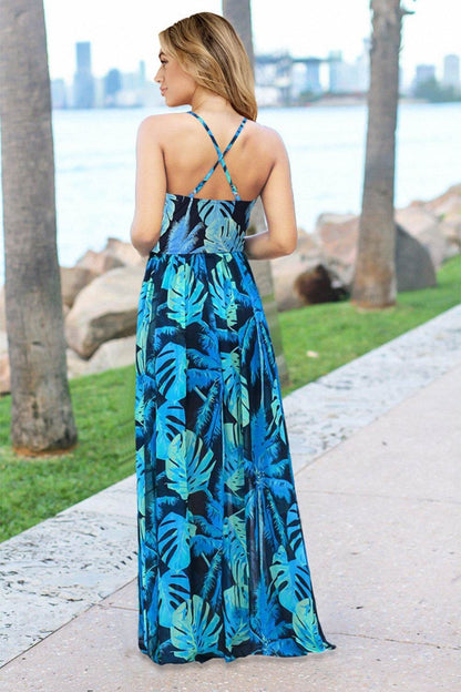Crisscross Printed Surplice Cami Dress For Women