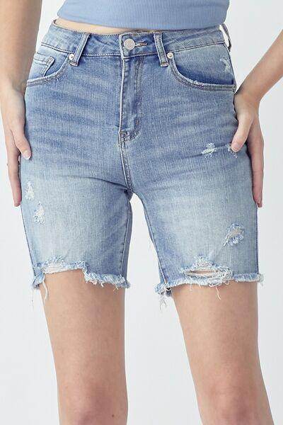 RISEN High Rise Distressed Denim Shorts for Women