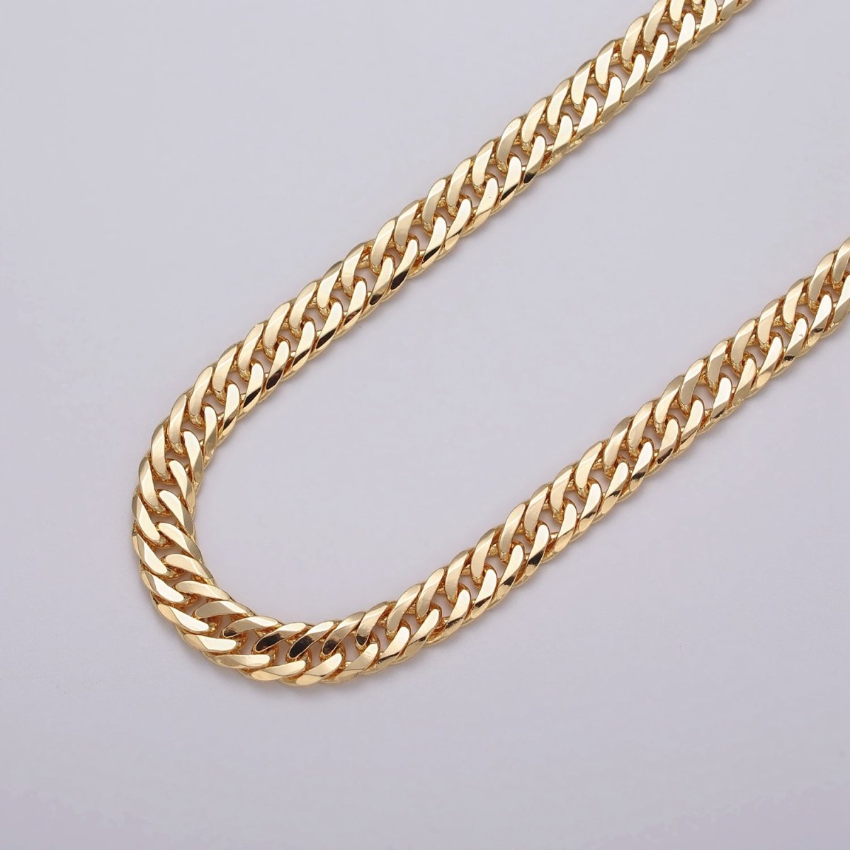 7mm Gold Filled Flat Curb Statement Unfinished Chain in Gold &amp; Silver | ROLL-1048, ROLL-1130 Clearance Pricing