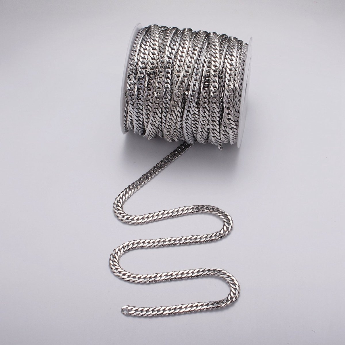 7mm Gold Filled Flat Curb Statement Unfinished Chain in Gold &amp; Silver | ROLL-1048, ROLL-1130 Clearance Pricing