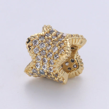 7mm Round Barrel Beads Cubic Zirconia CZ Micro Pave for Jewelry Making Bracelets Necklaces B-670