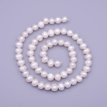 7mm Round Button AAA Freshwater Pearl Natural 62pcs Full Strand | WA-1311 Clearance Pricing